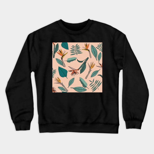 Bird of Paradise Flower Peach Crewneck Sweatshirt by WalkSimplyArt